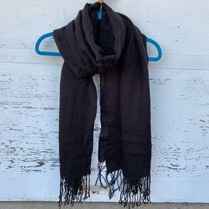 Black Scarf with Fringe Edge